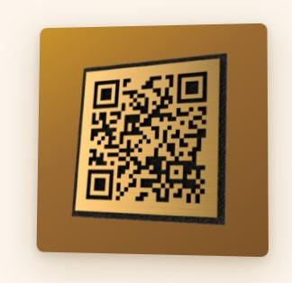 QR code on a bronze memorial plaque