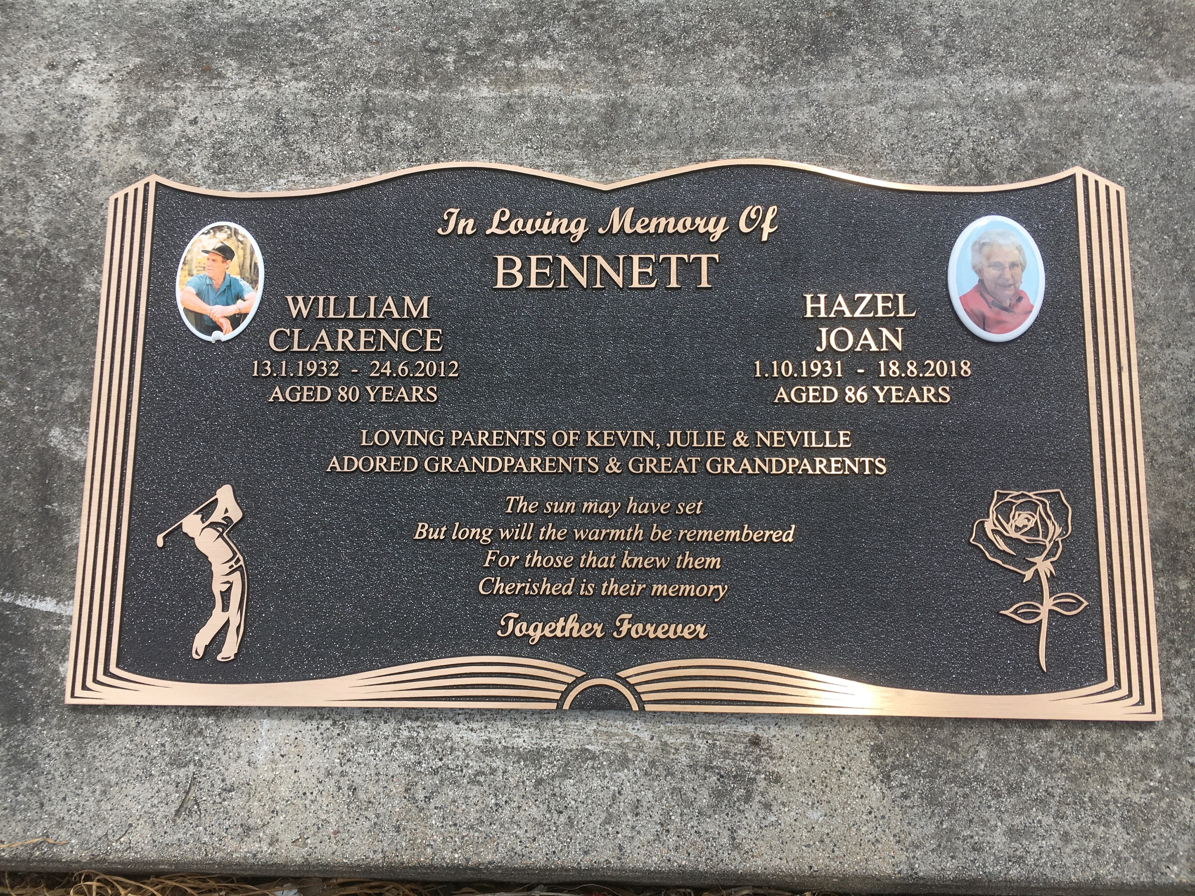 Custom memorial plaque example 1