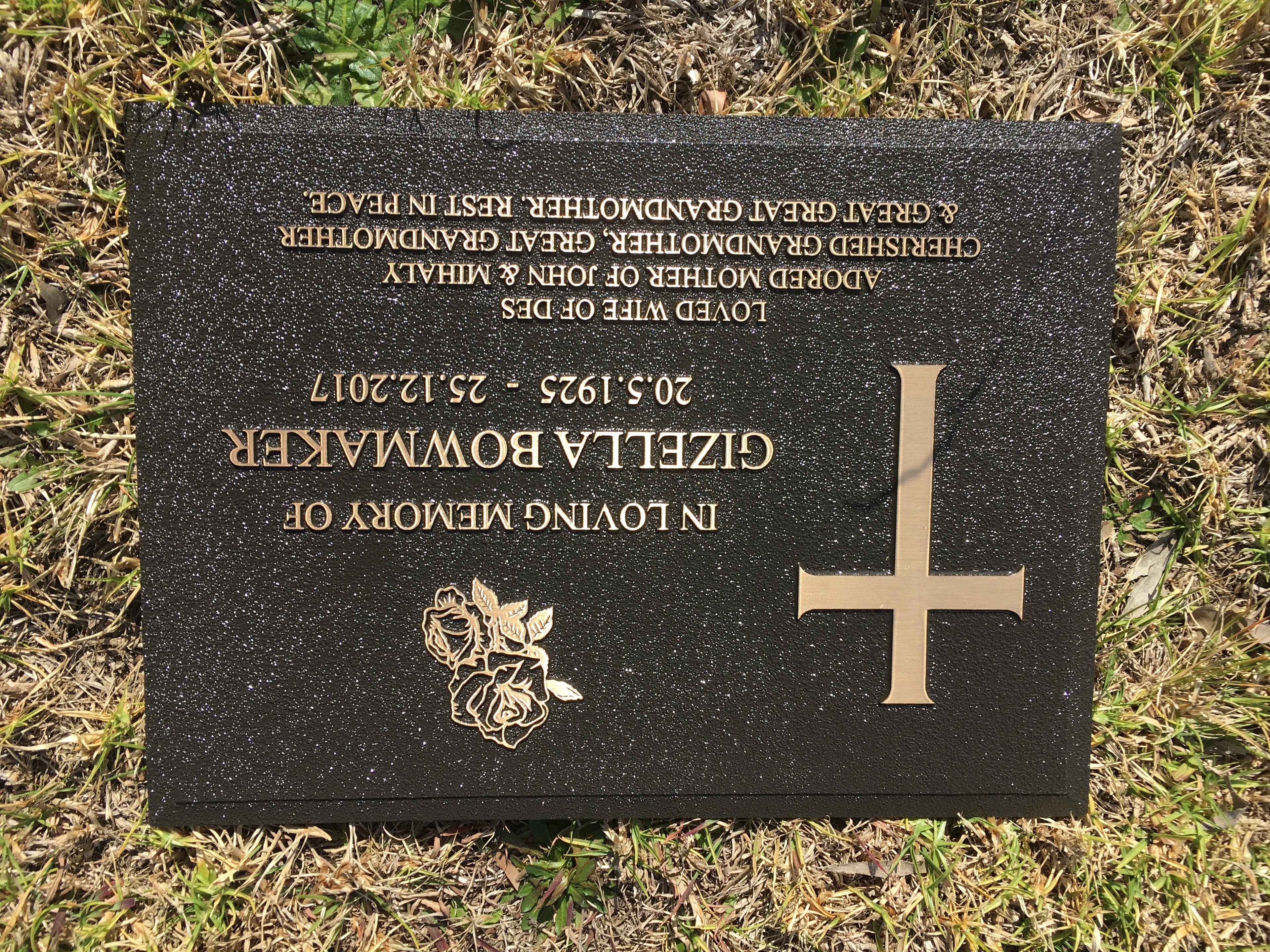 Custom memorial plaque example 13