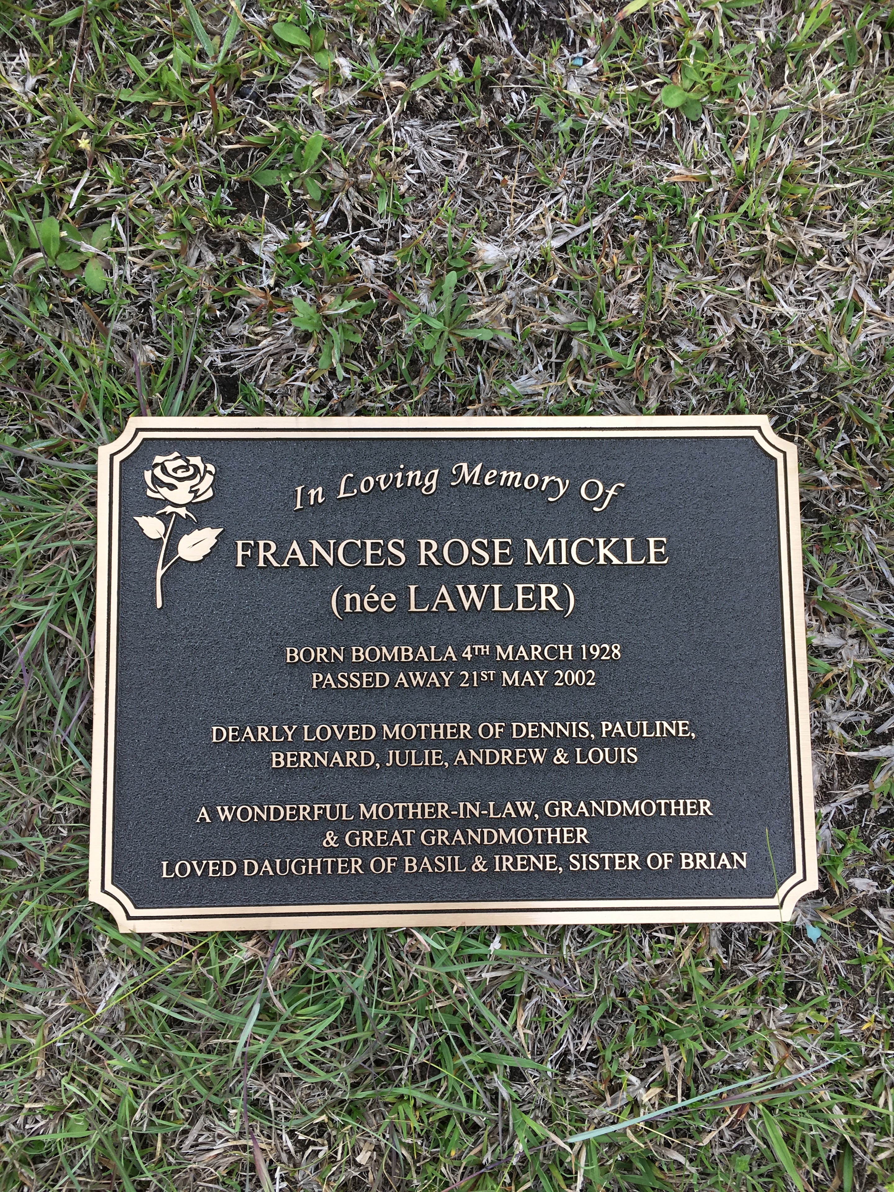 Custom memorial plaque example 18