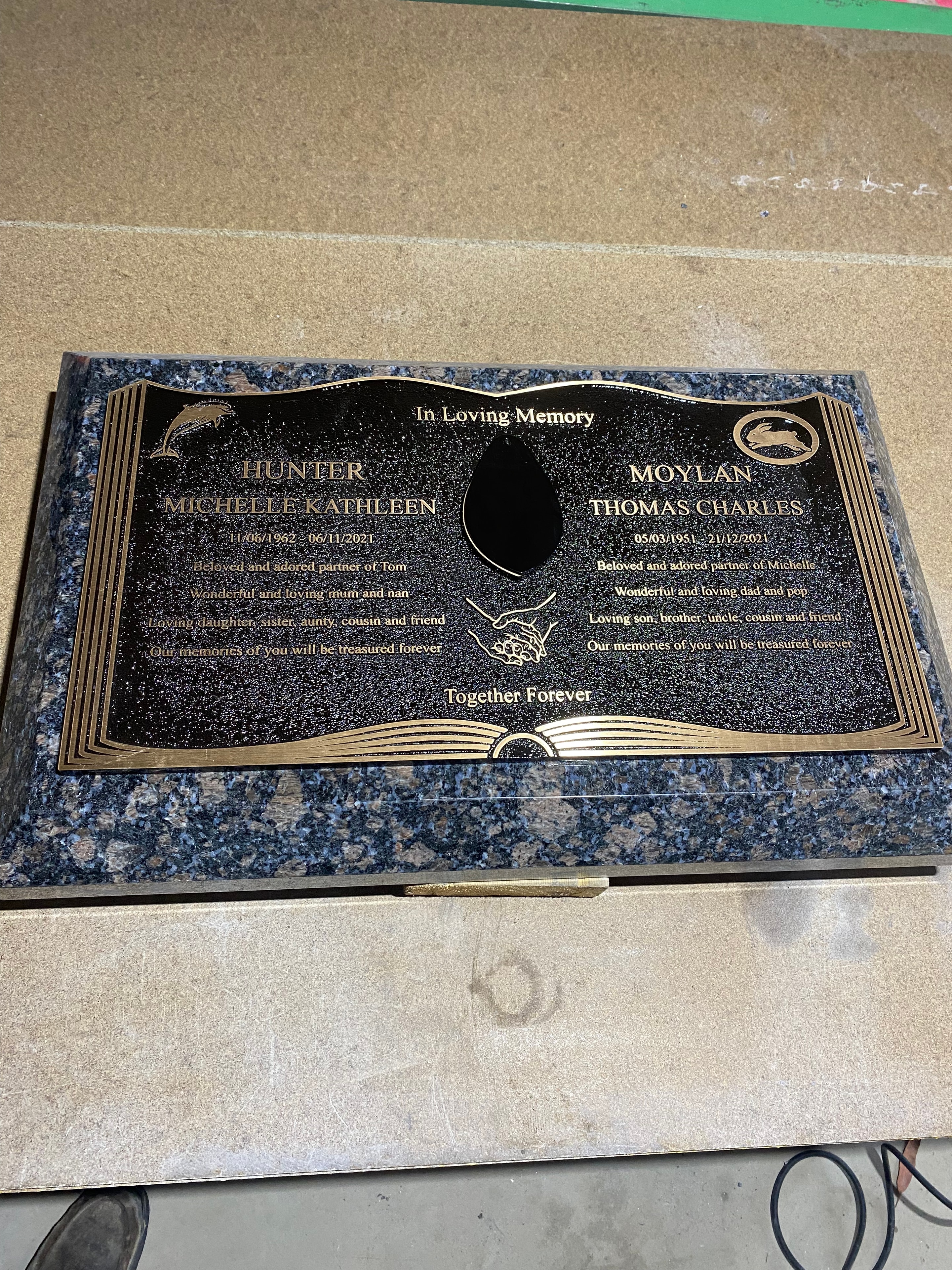 Custom memorial plaque example 22