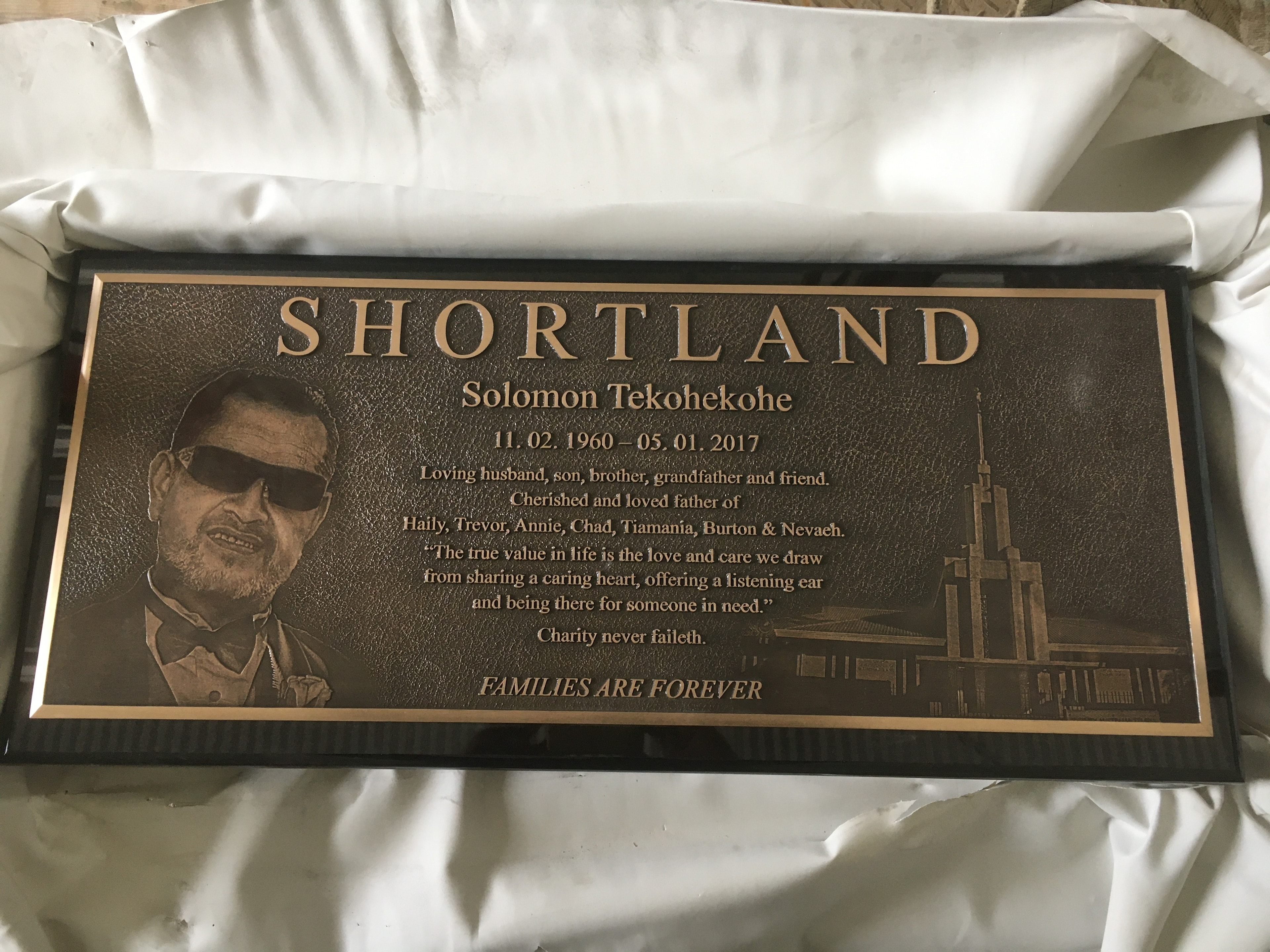 Custom memorial plaque example 9